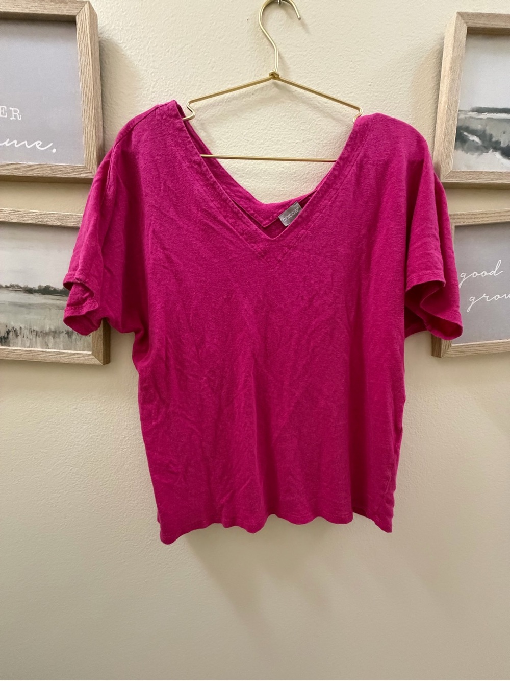 Chico's V-Neck Short Sleeve Tee - Fuchsia